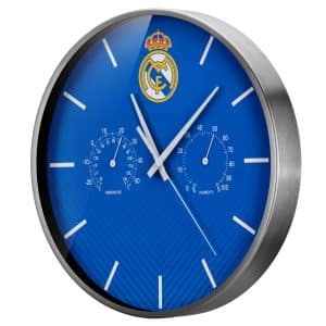 Reloj de pared termo/higro Real Madrid temperatura y humedad de forma elegante