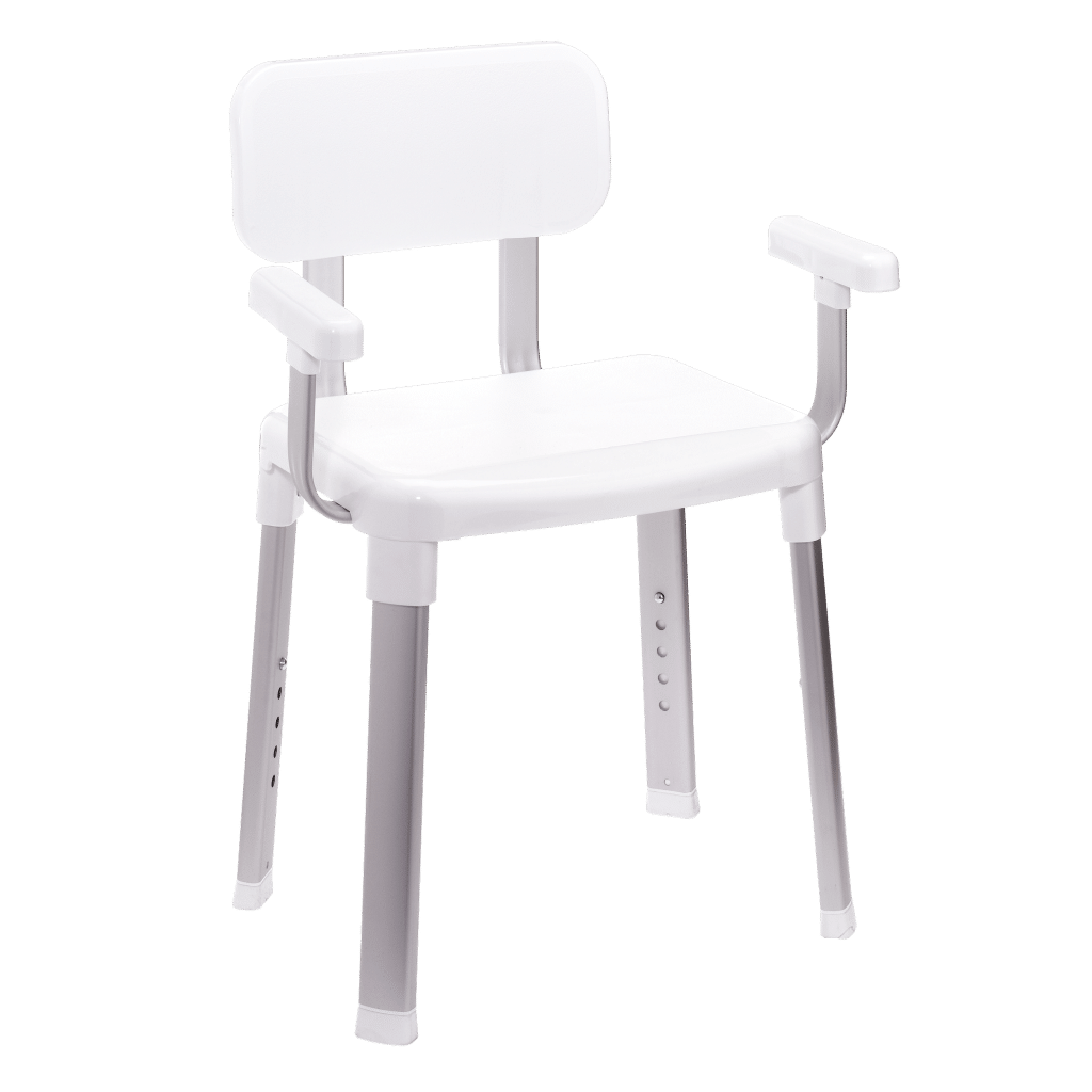Taburete Weinberger para ducha y baño con respaldo y reposabrazos