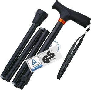 Bastón plegable Weinberger ajustable, plegado en 4 secciones, con empuñadura ergonómica antideslizante y certificación TÜV Rheinland